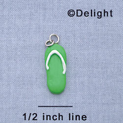7656 - Flip Flop - Bright Green  - Resin Charm
