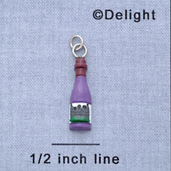 7674 - Wine Bottle - Purple - Resin Charm