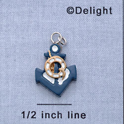 7691 - Anchor - Blue Gold  - Resin Charm