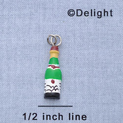 7704 - Wine Bottle - Green  - Resin Charm