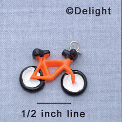7709 - Bicycle - Bright Orange  - Resin Charm