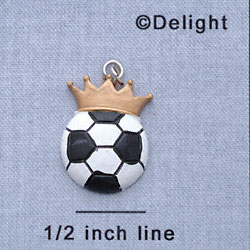 7730 - Soccerball With Crown  - Resin Charm