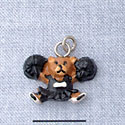 7023 - Cheerleader Bear - Black  - Resin Charm