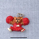 7025 - Cheerleader Bear - Red  - Resin Charm