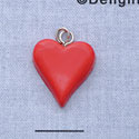 7085 - Heart - Red Long  - Resin Charm