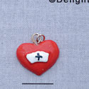 7091 - Heart - Nurse Hat  - Resin Charm