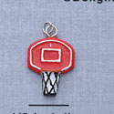 7152 - Basketball Hoop - Red  - Resin Charm