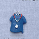 7215 - Scrub Shirt - Blue Plain  - Resin Charm