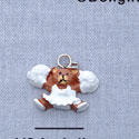 7217 - Cheerleader Bear - White  - Resin Charm