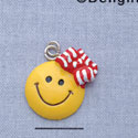 7313 - Smiley Face - Red Hairbow  - Resin Charm