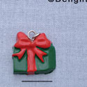 7424 - Presnet - Green Red Bow  - Resin Charm