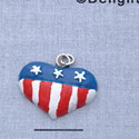 7458 tlf - Heart - Usa 3 Stars  - Resin Charm