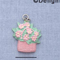 7501 - Easter Basket - Flower Pink  - Resin Charm