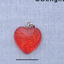 7514 - Heart - Glitter Red  - Resin Charm