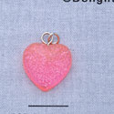 7517 - Heart - Glitter Pink  - Resin Charm