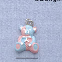 7569 - Bear - Sitting Tie White  - Resin Charm