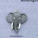 7617 - Elephant - Face  - Resin Charm