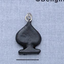 7633 - Card Suit - Spade Black  - Resin Charm