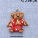 7635 - Angel Bear - Red Dots White  - Resin Charm