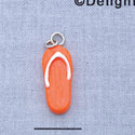 7655 - Flip Flop - Bright Orange  - Resin Charm