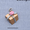7671 - Present - Gold Pink Rose - Resin Charm