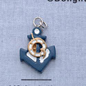 7691 - Anchor - Blue Gold  - Resin Charm