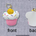 7743 tlf - Pink Cupcake with White Frosting - Flat Backed Resin Charm