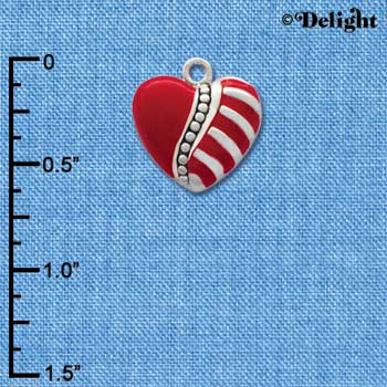 C1033* - Heart - Red Fancy - Silver Charm (Left or Right)