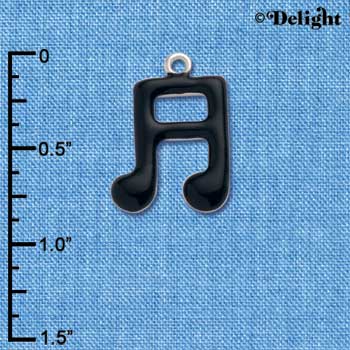 C1039 - Musical Notes - Black - Silver Charm
