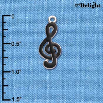 C1040 - Clef Note - Black - Silver Charm