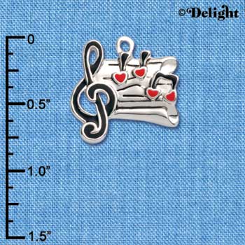 C1042 - Music Sheet - Hearts - Silver Charm