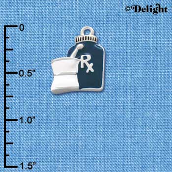 C1052 - Prescription Bottle - Blue - Silver Charm