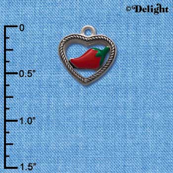 C1064* - Heart - Rope Jalapeno - Silver Charm L&
