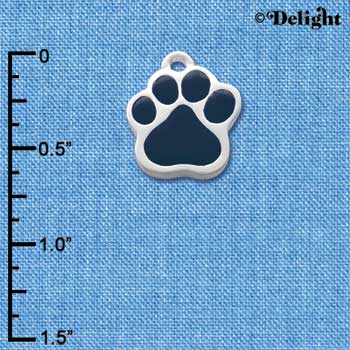 C1086 - Large Blue Paw - Silver Charm