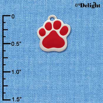 C1092 - Large Red Paw - Silver Charm