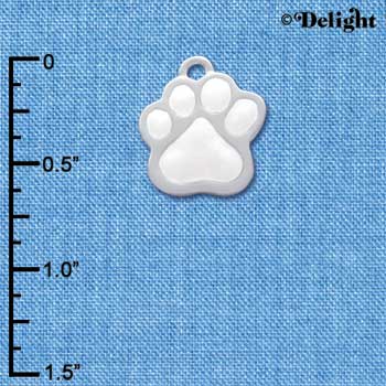 C1095 - Large White Paw - Silver Charm