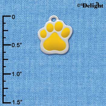 C1096 - Large Yellow Paw - Silver Charm