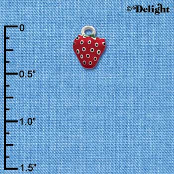 C1097 - Mini Enamel Strawberry - Silver Charm