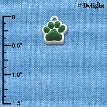 C1140 - Small Green Paw - Silver Charm