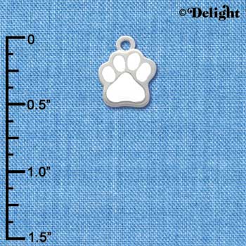 C1147 - Small White Paw - Silver Charm
