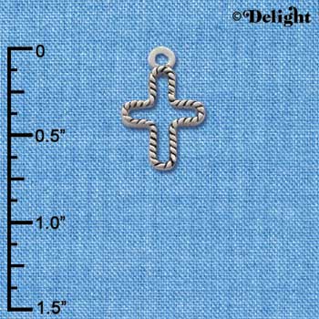 C1162+ - Open Rope Cross - Silver Charm