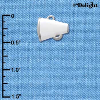 C1173* - Megaphone - White - Silver Charm Mini