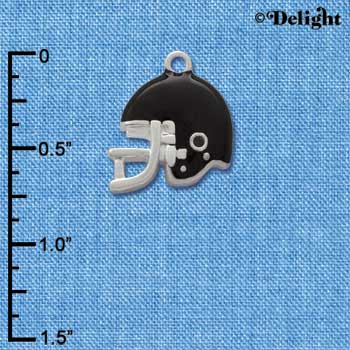 C1176* - Football Helmet - Black - Silver Charm 