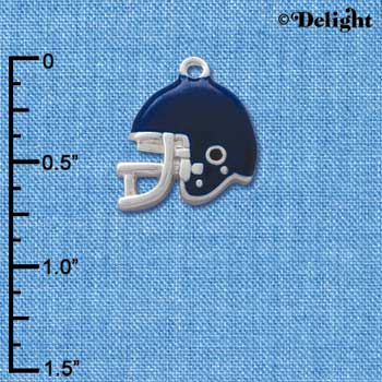 C1177* - Football Helmet - Blue - Silver Charm Mini