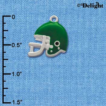 C1179* - Football Helmet - Green - Silver Charm 