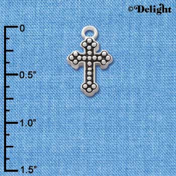 C1188 - Small Botonee Cross with Beaded Decoration - Silver Charm