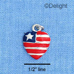 C1189 - Heart - Usa Star - Silver Charm Mini