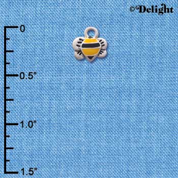 C1222 - Bee - Front Yellow - Silver Charm Mini