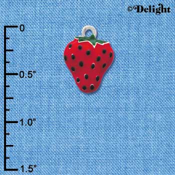 C1258 - Large Enamel Strawberry - Silver Charm