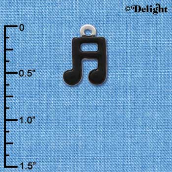 C1269 - Musical Notes - Black - Silver Charm Mini